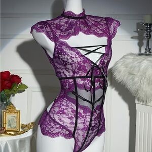 Lace Bodysuit in Rich Purple